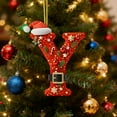 thumbnail image 5 of New Christmas 26 Letter Initial Ornament, 2D Personalized Christmas Red Hat & Belt Design Letter Decorative Hanging, Acrylic Flat Letters Alphabet Ornament with Snowflake Star and Red Berries, DIY Y, 5 of 5