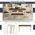 thumbnail image 6 of Harper & Bright Designs Classic 6 Pieces Dining Set Wooden Rectangle Table and 4 Chairs with Bench for Kitchen Dining Room, Brown+Cottage White, 6 of 12