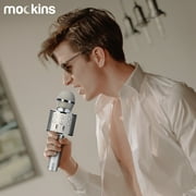Mockins 2 Pack Silver Portable Microphones | Built in Bluetooth Speaker and Recording Mic