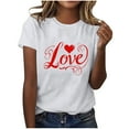 thumbnail image 5 of VKOYWKM Valentine T Shirts Women Heart Print Tees Holiday Crewneck Tops Casual Short Sleeve T Shirts Valentine Gift Top Spring Fashion, 5 of 6