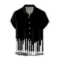 thumbnail image 1 of Camisa Hombre Camisa de manga corta con solapa y hebilla de bolsillo con impresión digital 3D para hombre (Black, XL), 1 of 5