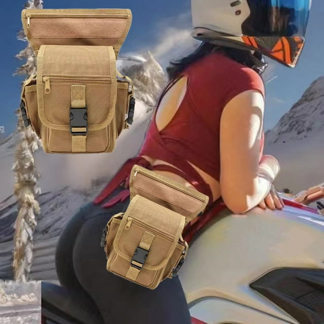 Sac de Jambe Tactique pour Cyclisme en Plein Air / Sac de Taille Multifonctionnel / Matériau Oxford 9000D Imperméable / Sangles Réglables / Poches de Rangement Multicouches / 30x15x13cm / Vert Armée Noir Kaki
