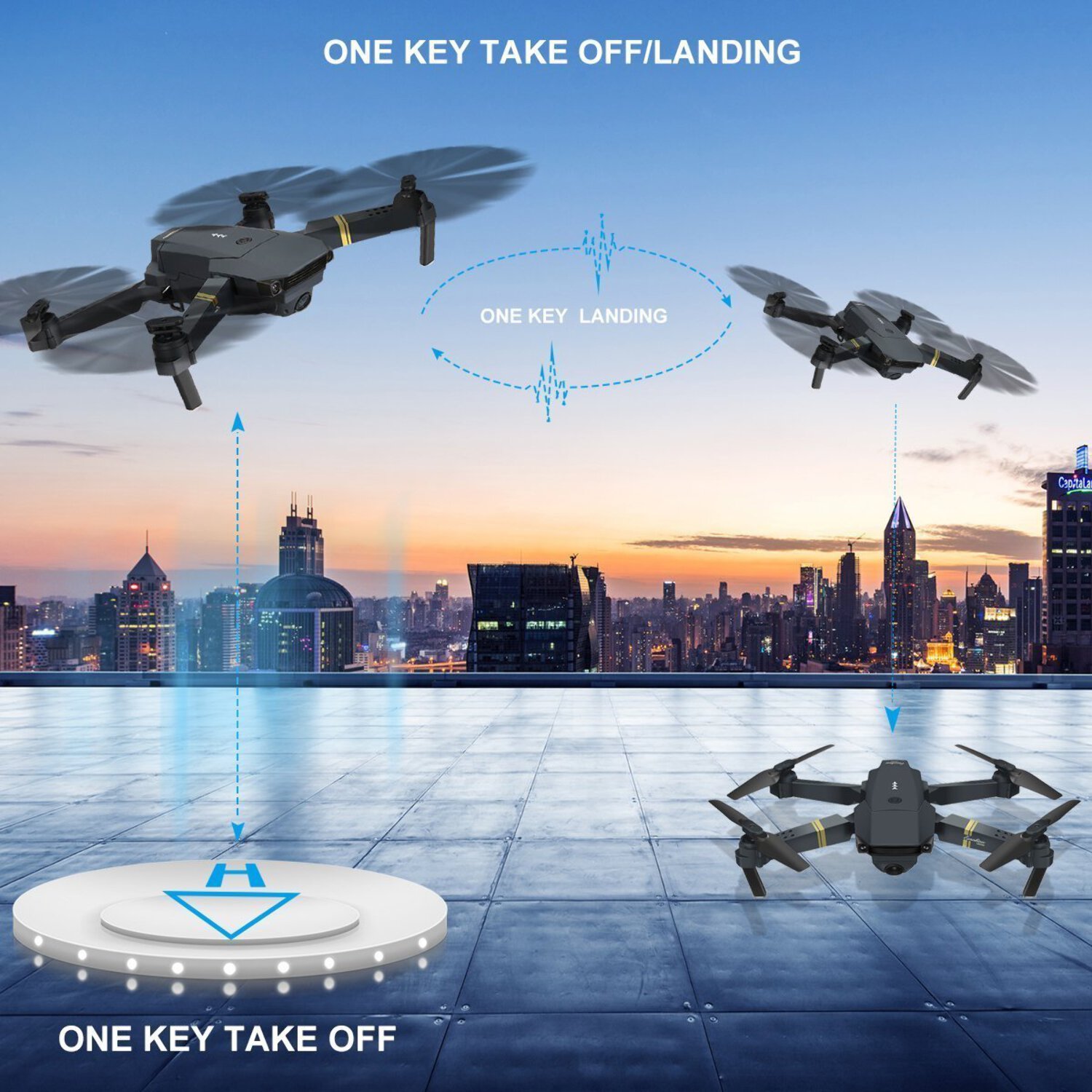 QuadAir Drone Extreme Upgrade with 3 Batteries HD Camera Live Video WiFi FPV Voice Command