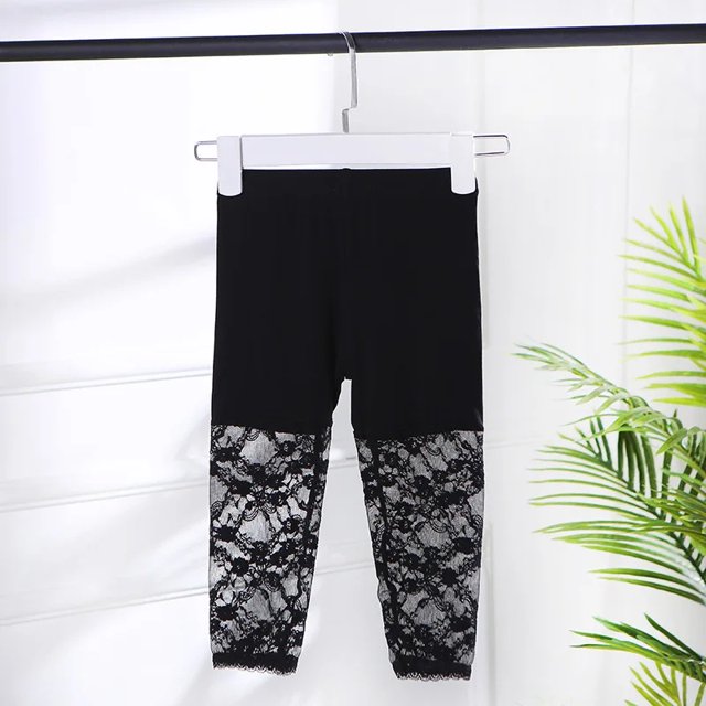 Primavera Verano niños encaje siete mitades pantalones estilo fino lindo hermoso Modale borde de encaje medio grande niños Bottoming Trou
