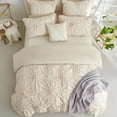 thumbnail image 3 of Nayoroom 3 Pieces Beige Flower Folded Duvet Cover Boho Textured Geometric Pattern King Bedding Set with Corner Ties & Zipper Closure, 3 of 5