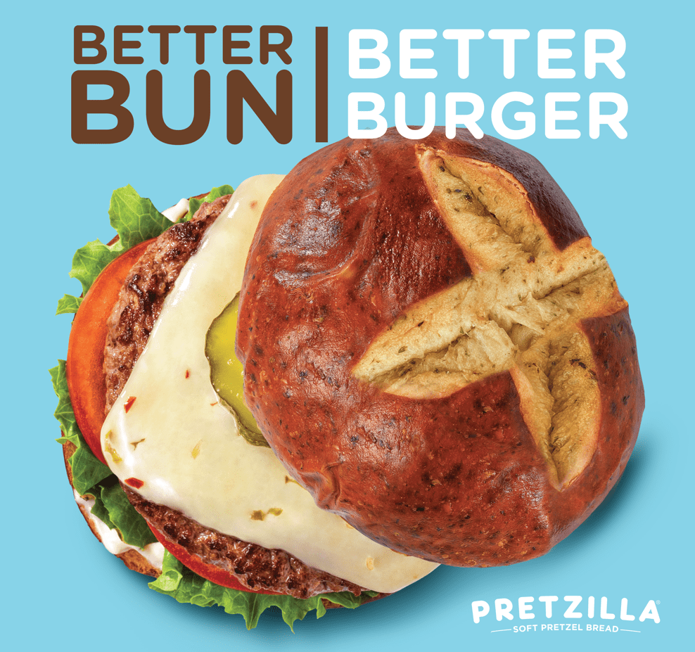 Pretzilla Soft Pretzel Buns, Garlic & Herb, 4 pk, 12.8oz