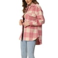thumbnail image 4 of INSPIRE CHIC Women's Plaid Two Pockets Button Front Closure Jacket M Pink, 4 of 6