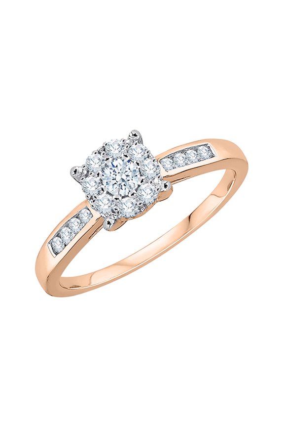 Diamond Engagement Ring in 10K Rose Gold (1/3 cttw) (I-Color, SI3-I1 Clarity)