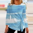thumbnail image 3 of Gibobby Playeras Mujer Top casual de manga larga con cuello redondo y estampado floral de otoño/invierno para mujer（Aqua， M), 3 of 4