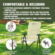 Ozark Trail Glamp High Back Reclining Lounge Chair with Adjustable Armrests, Creme