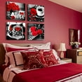 thumbnail image 5 of Bathroom Decor Rose Wall Art Red Room Accessories Canvas Print Pictures for Bedroom Home Decorations Black and White Modern Artwork Framed 12''''X12''''X4, 5 of 6