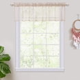 thumbnail image 1 of 2 Pcs Floral Embroidered Semi Sheer Valance, Rod Pocket Linen Textured Voile Valance, 1 of 6