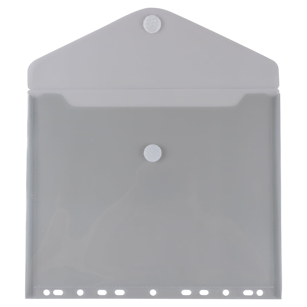 JAM Paper Plastic 3 Hole Punch Binder Envelopes, Hook & Loop Closure, 9 1/2 x 11 1/2, Smoke Gray, 3/Pack