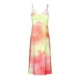 thumbnail image 6 of Dazajoo Womens Plus Size Tie Dye Dresses Spaghetti Strap Pleated Cami Dress Summer Casual Sleeveless V Neck Long Dresses,Pink,XXXL, 6 of 6