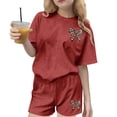 thumbnail image 2 of ATOGUTA Tween Outfits Girls Trendy Kids Short Sleeve T-Shirts and Elastic Waist Shorts Clothing Sets Red, Size 3T-15, 2 of 6