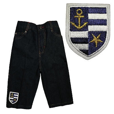 Coat of Arms Anchors Star Greek Badge Infant Baby Boy Toddler Jeans Sz: S M L XL
