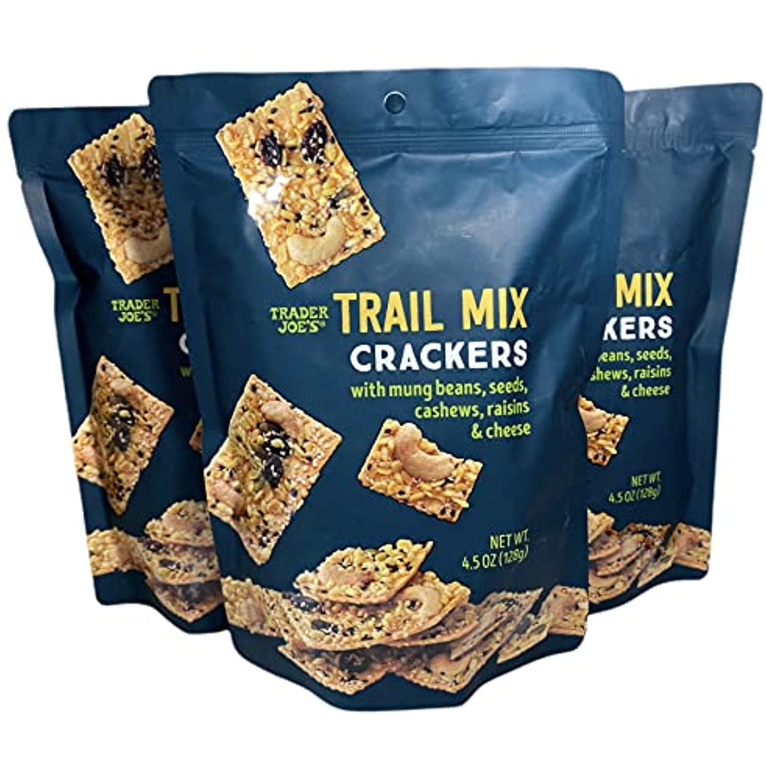 TJ Trail Mix Crackers With Mung Beans, Seeds, Cashews, Raisins & Cheese