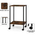 thumbnail image 3 of Oumilen Indoor Modern Rolling Metal Rectangle End Table, Brown (Set of 2), 3 of 6