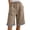 Khaki, variant on Plus Size Summer Shorts with Pockets Women Striped Hem Elastic Waist Cotton Linen Beach Lounge Long Shorts (XL, Khaki)