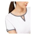 thumbnail image 3 of KAREN SCOTT Womens White Short Sleeve Keyhole Top S, 3 of 3