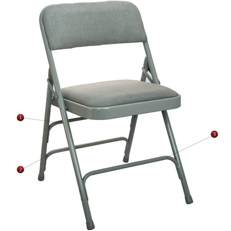 Folding Slat Back Chair - Advantage Series Triple Braced And Double Hinged Fabric Upholstered Metal Folding Chair With 1