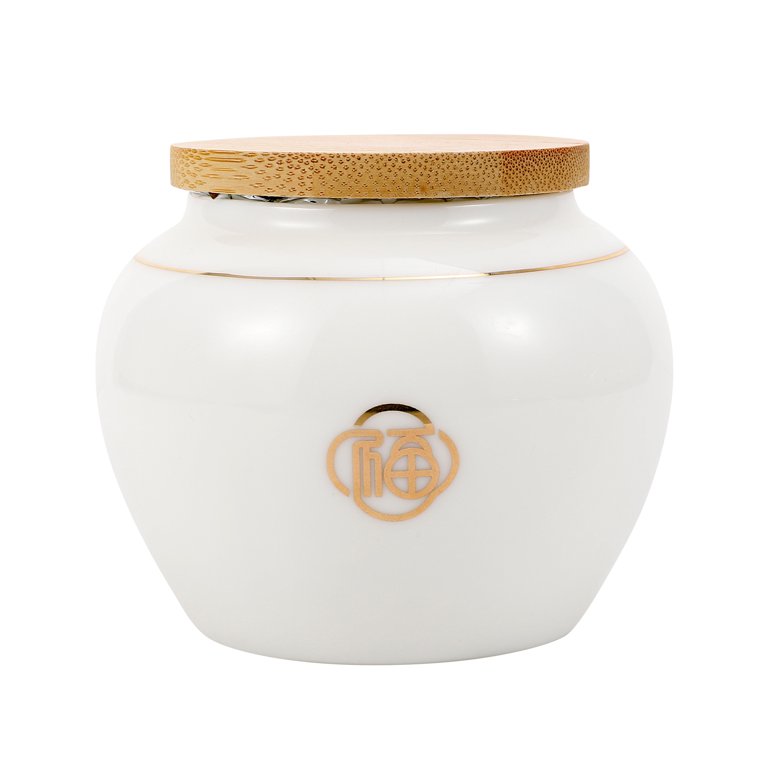 Ceramic Spice Jars With Lid White & Gold