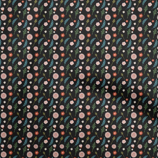oneOone Velvet Black Fabric Asian Retro Floral Craft Projects Decor Fabric Printed By The Yard 58 Inch Wide
