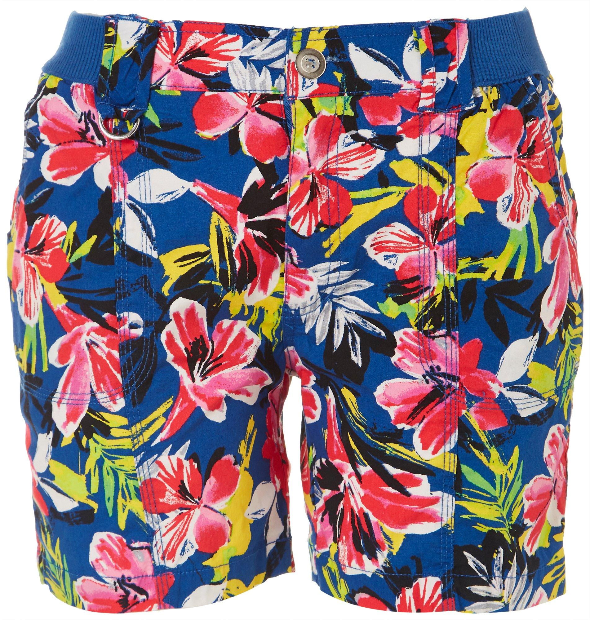 Fresh Petite Tropic Floral Cargo Shorts 