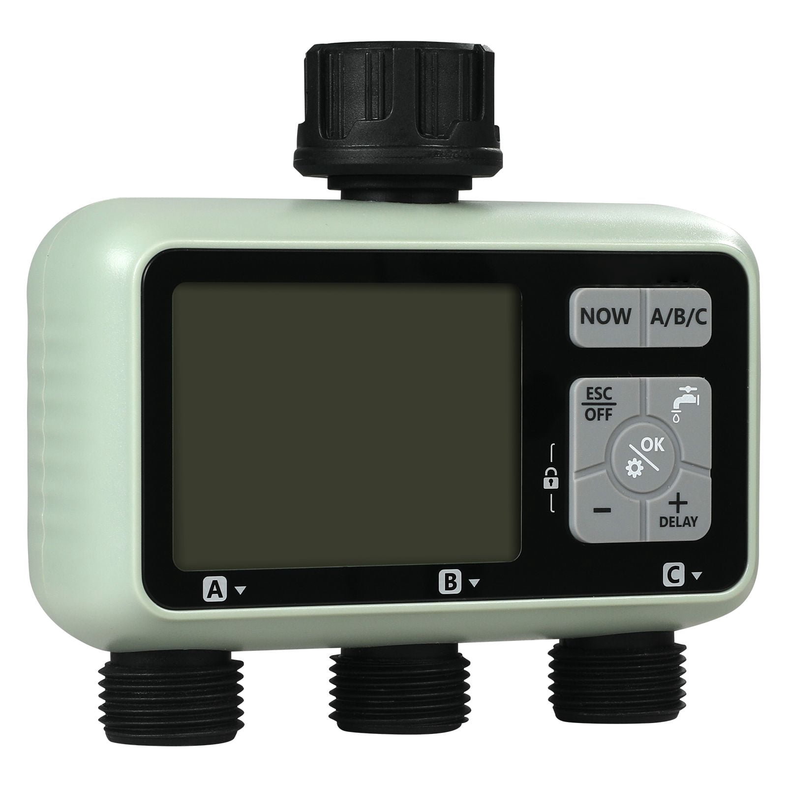3-Zone Sprinkler Water Timer with Independent A/B/C Outlets, Programmable Separate Schedules per Zone, Automatic Irrigation Controller for Garden Lawn