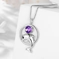 thumbnail image 5 of Juwaliy 925 Sterling Silver Cute Dolphin Necklace for Women,February Birthstone Purple Amethyst Pendant Sea Animal Jewelry Birthday Gifts for Daughter, 5 of 9