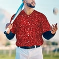 thumbnail image 6 of Daiia Red Glitter Mens Baseball Jersey Button Down Shirts Short Sleeve Sports Uniforms-XX-Large, 6 of 9