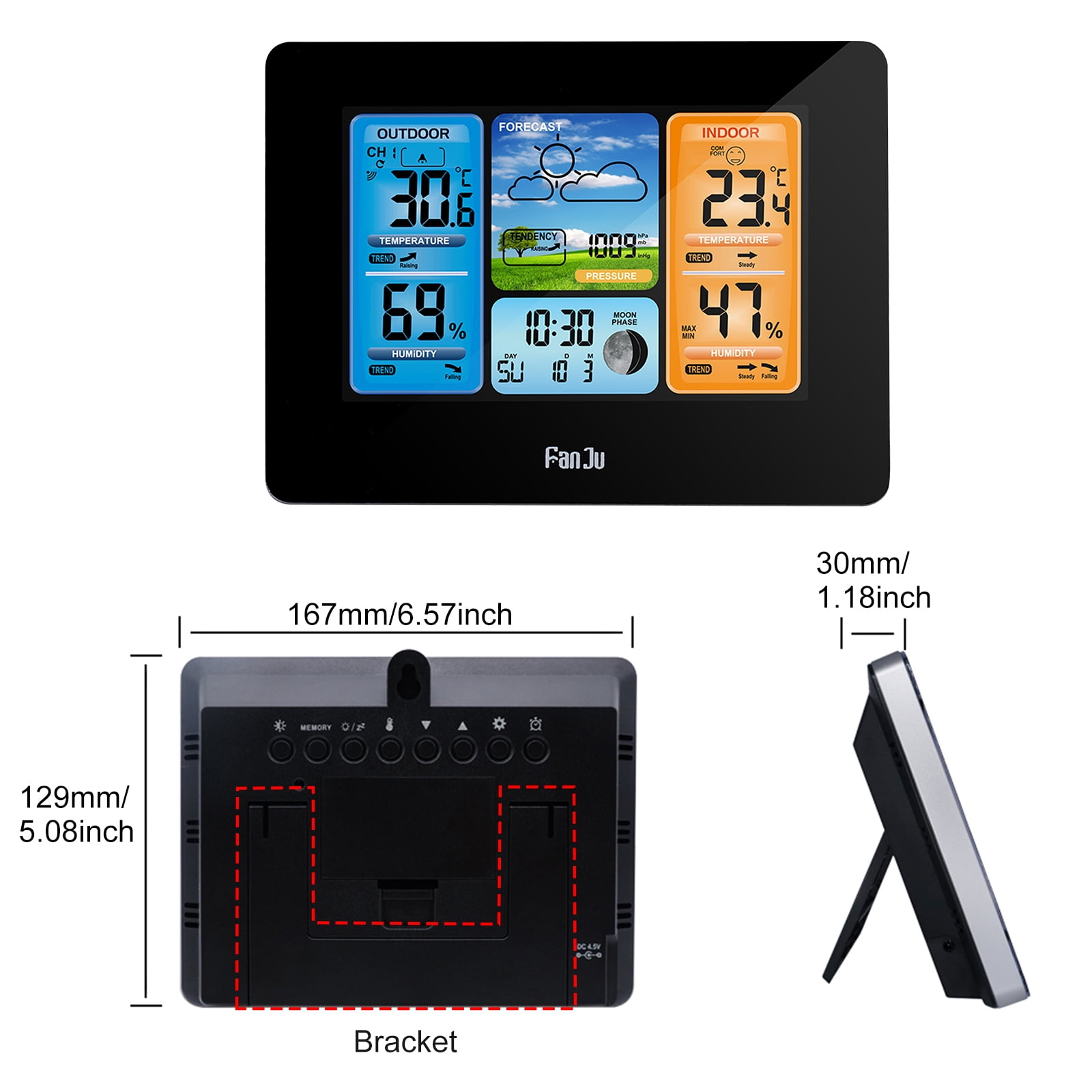 Square Color Weather Station with Programmable Alarms