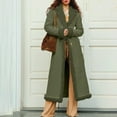 thumbnail image 5 of Antinious Womens Plus Size Solid Long Sleeve Fleece Collar Button Down Extended Length Coat with Lining,Warm Trench Coat,Casual Winter Coats for Women,Army Green,S, 5 of 5