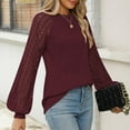 thumbnail image 6 of AELand Women's Long Sleeve Shirts Crew Neck Lace Tops 2025 Spring Fashion Clothes Knitted Y2k Blouses, 6 of 7