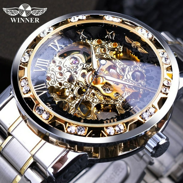 WINNER Men Automatic Watch Fashion Diamond Display Luminous Hands