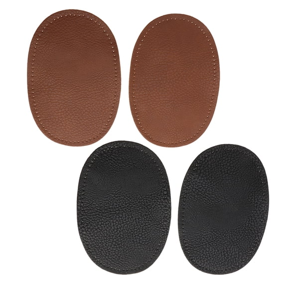 4pcs Oval Leather Elbow/Knee Patches DIY Sewing Decor Clothing Appliques Brown Black