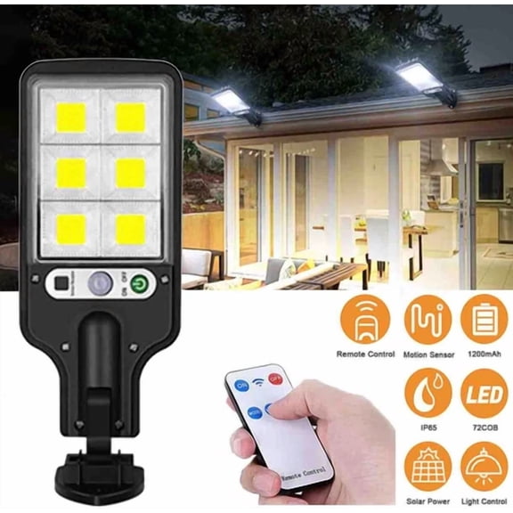 PURELY- Led Solar Street Wall Light Pir Motion Sensor Weatherproof Flood Lamp With Remot