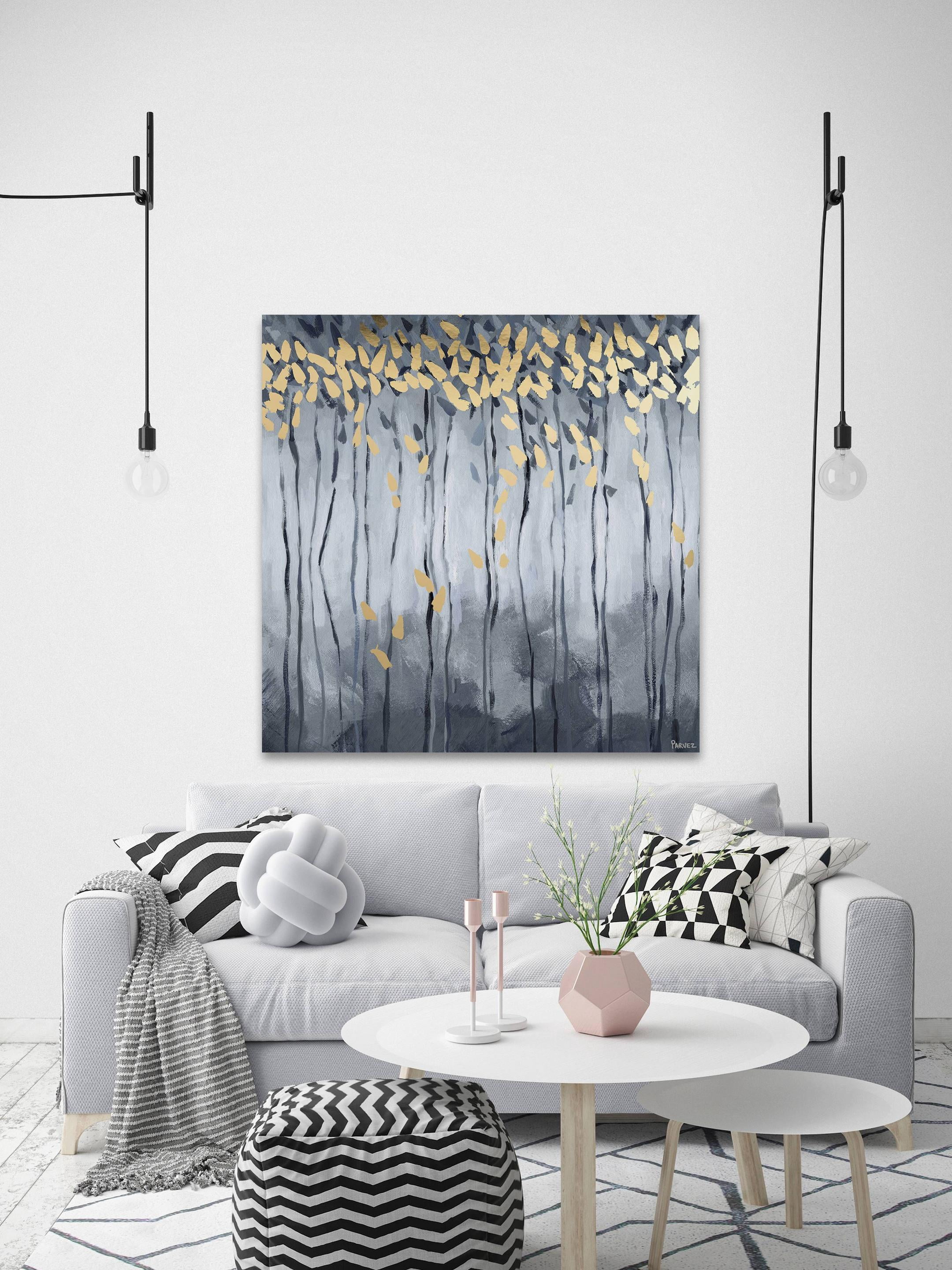 Parvez Taj "Golden Leaves" Painting Print on Wrapped Canvas