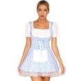 thumbnail image 5 of Delantal con volantes y cordones frontales para mujer, vestido de sirvienta a cuadros, disfraz de sirvienta para fiesta de disfraces, vestido de Halloween Miss Muffet, 5 of 5