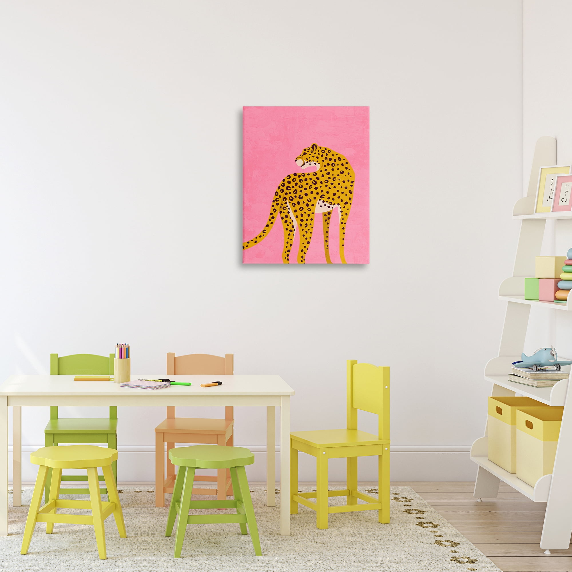 Stupell Industries Leopard on Pink Serenade Canvas Wall Art, design by Kim Allen