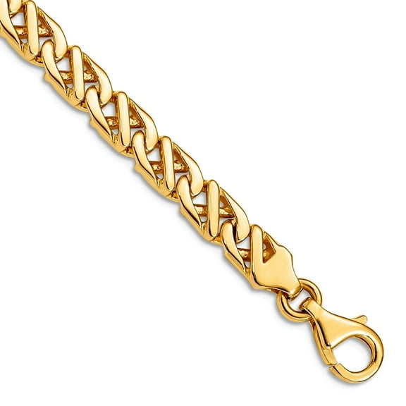14k Yellow Gold Solid Polished Fancy Lobster Closure Fancy Link Bracelet 8 Inch 6mm Lobster Claw Link Bracelet for Women