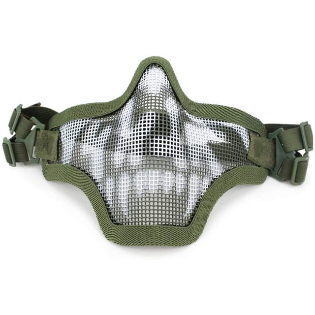 Máscara Airsoft Master de malla metálica, máscara verde táctica de medio cráneo para protección facial, equipo táctico Cs genuino brillar Electrónica