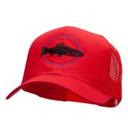 Bass Fishing Embroidered Prostyle Mesh Cap - Red OSFM