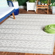 SAFAVIEH Cabana Ethan Geometric Indoor/Outdoor Area Rug, Grey/Ivory, 6'5" x 6'5" Square