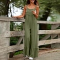 thumbnail image 2 of VBVC Women's Ruffle Hem Wide Leg Overalls , Adjustable Strap Sleeveless Jumpsuit For Women , Ladies' Casual Baggy Romper with Pockets,Army Green,S-3XL, 2 of 9