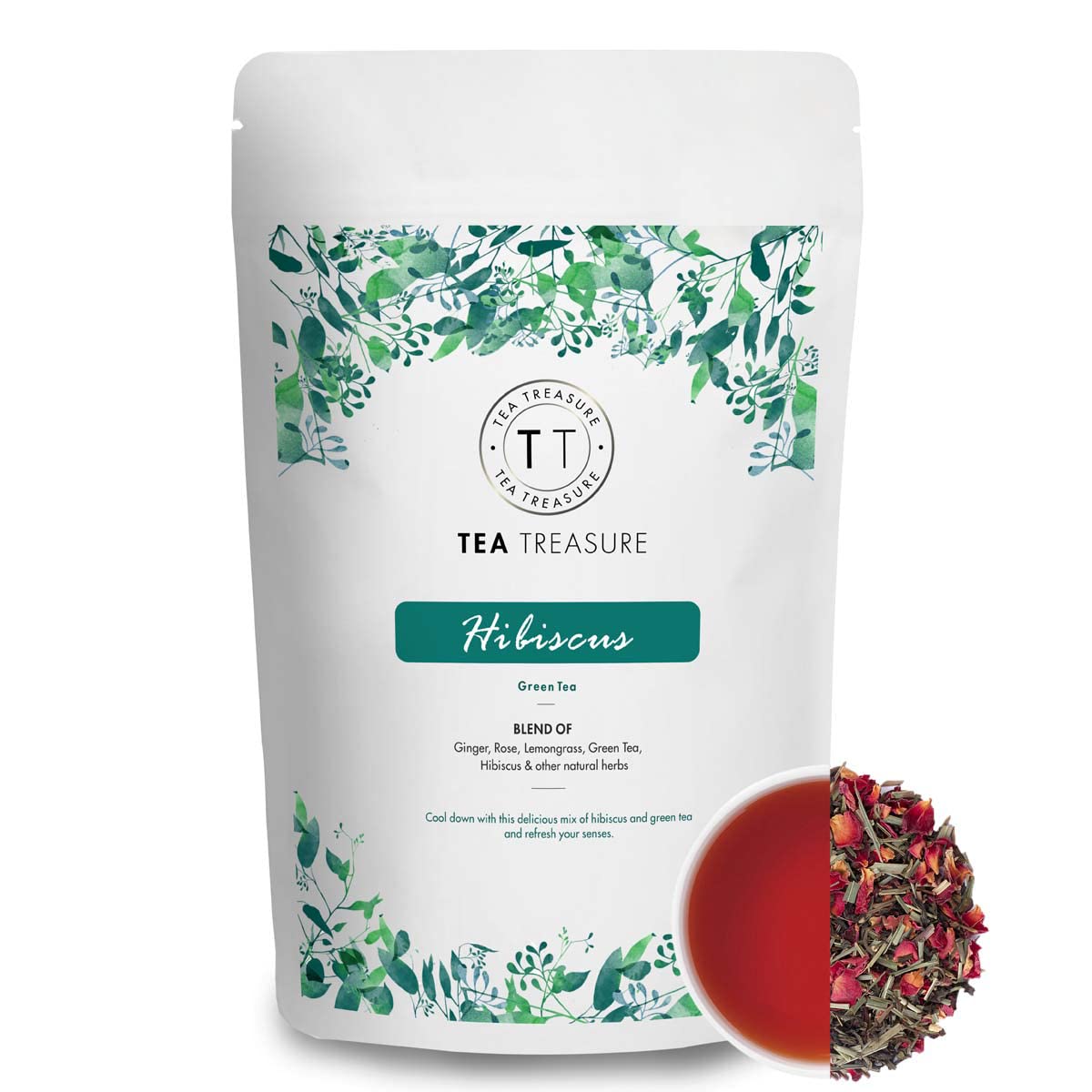 Tea Treasure Organic Hibiscus Green Tea 50 Gm A Blend Of Hibiscus
