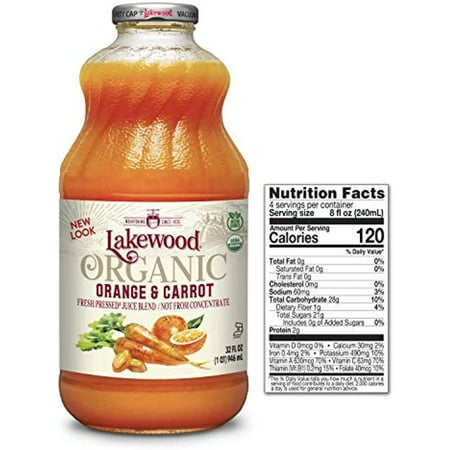Lakewood Organic Orange Carrot Juice, 32-Ounce Bottles (Pack Of 6)
