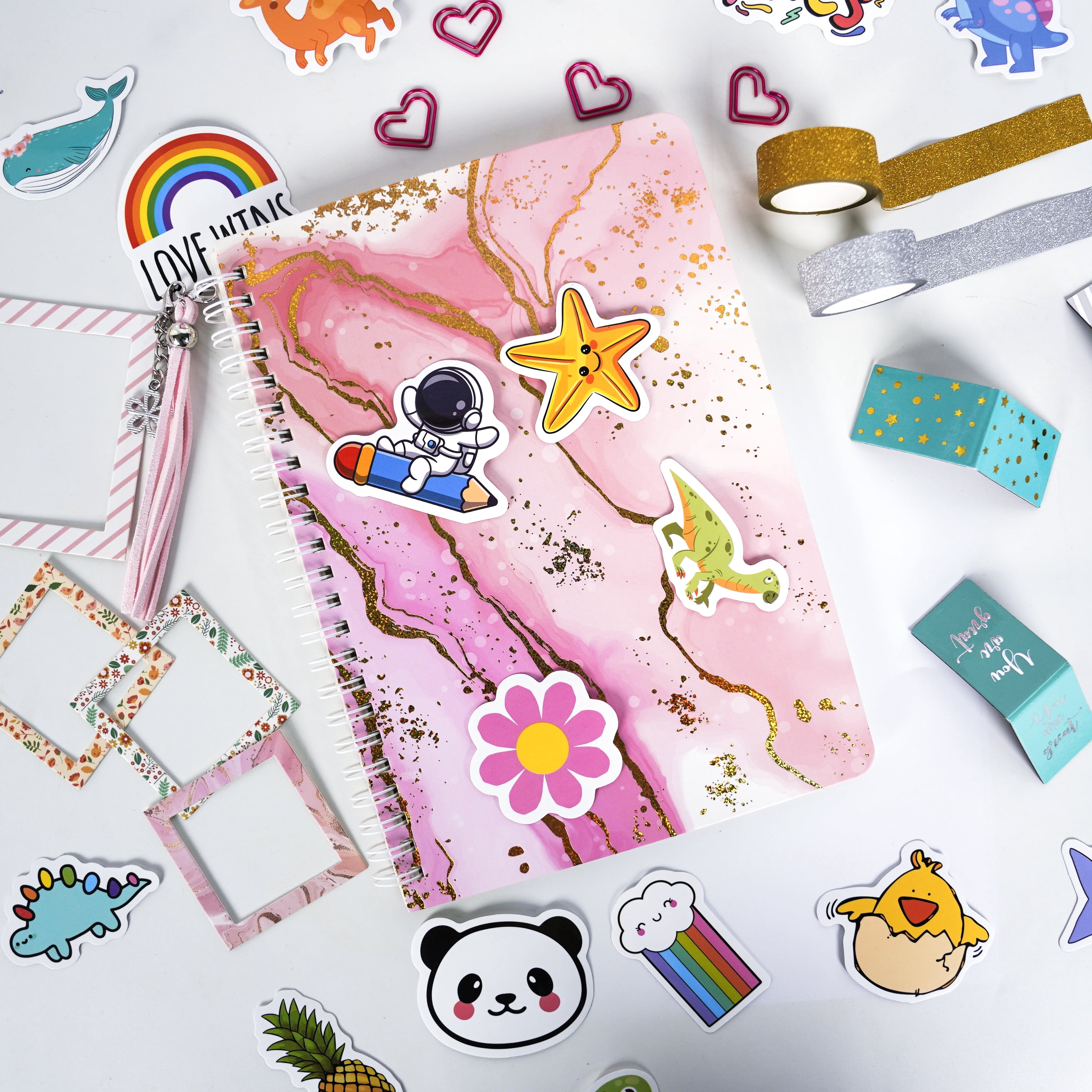 DIY Journal Set for Girls Ages 8-12, Kids, DIY Journal Kit,Premium Birthday Gift for Teen Girls Journal Kit Age 8-12 and up, Personalized Scrapbook & Diary Supplies Set ,Pink