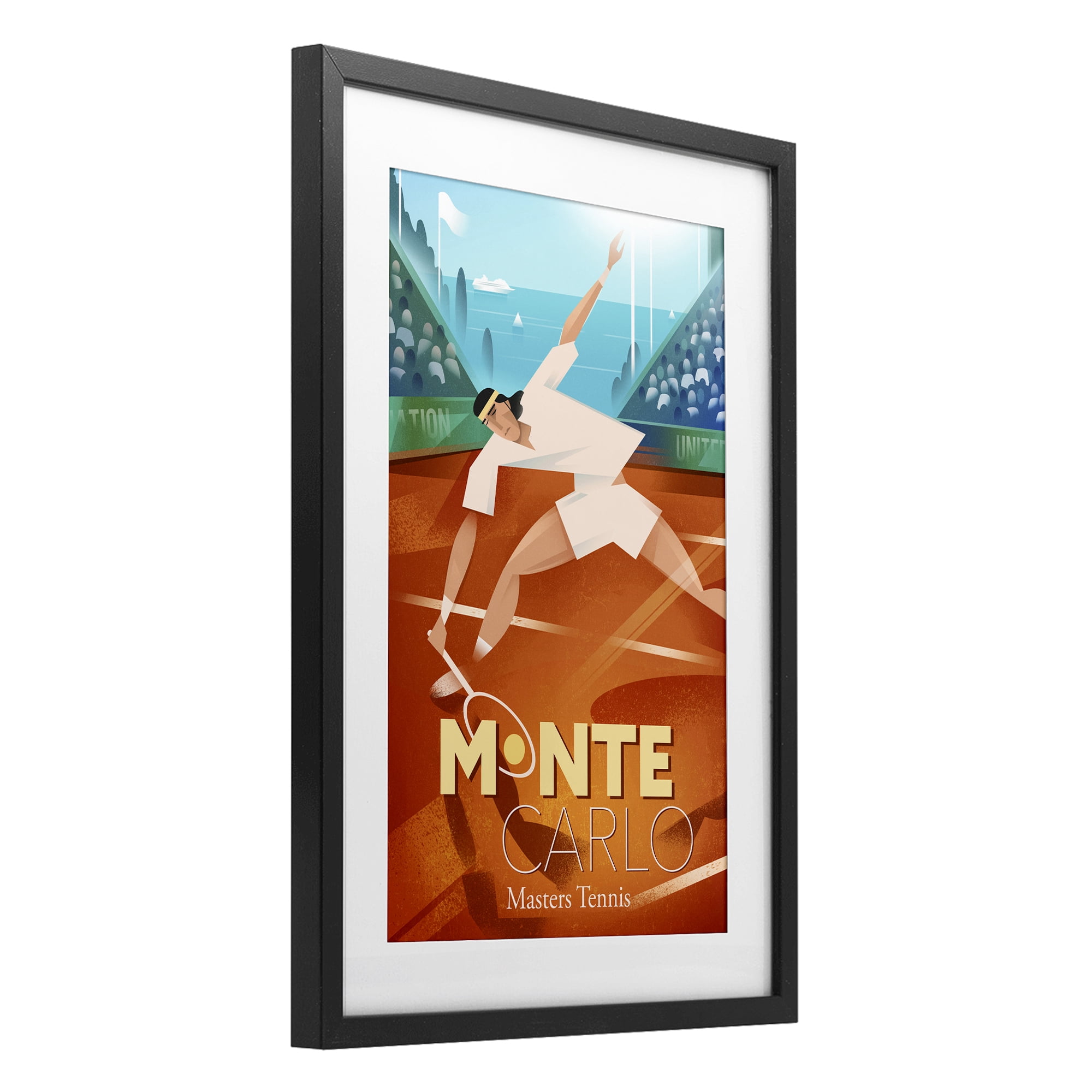 Stupell Industries Monte Carlo Masters Tennis Black Framed Print Under Glass, design by Martin Wickstrom