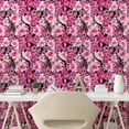 thumbnail image 2 of Ambesonne Pink Floral Peel & Stick Wallpaper for Home, Cherry Blossoms Roses, 13"x72", Magenta Green and Black, 2 of 5